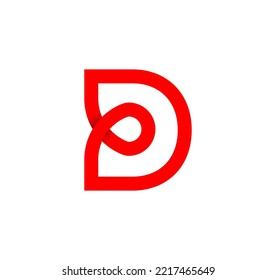 Letter D infinity sign. Cyclic red letter D. Modern natural endless loop. Futuristic logo corporate design.