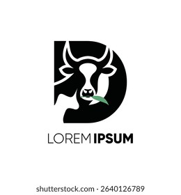 Letter D Initial Creatif Cow Logo Design Vector Icon Graphic Emblem Symbol Illustration 