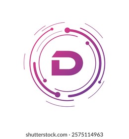 Letter D Initial Cyber Multimedia Logo