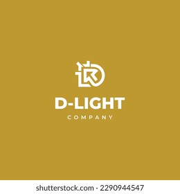 letter D initial with light symbol logo icon vector template