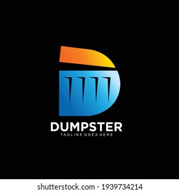 Letter D initial logo with dumpster design concept