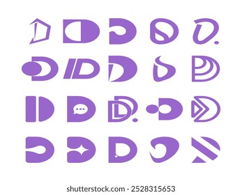 Letter D Initial Logo Element Set 