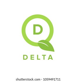 Letter D Initial. Natural Logo Circle. Logo Vector Template
