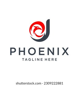 Anfangsbuchstaben D und Phoenix-Logo-Design, Vektorvorlage