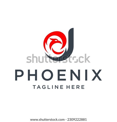 letter D initial and phoenix logo design vector template