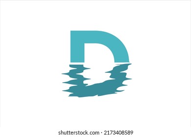 Reflexión inicial de la letra D en el diseño del logotipo del agua marca del lago del río del mar