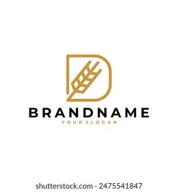 LETTER D INITIAL WHEAT FARM LOGO ICON ILLUSTRATION