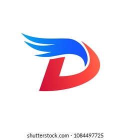 Letter D Initial With Wing Logo Template