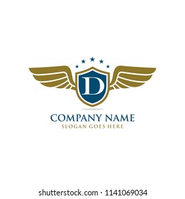 Letter D initial wing logo design