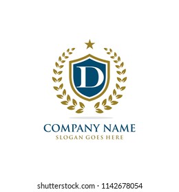 Letter D initial wreath logo template