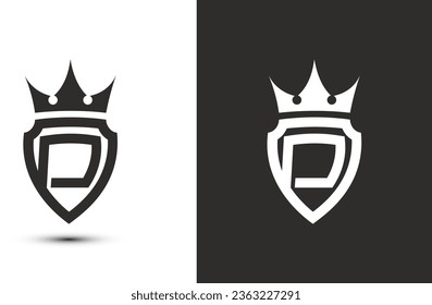 letter D initials signature logotype. Elegant logo icon vector design. Luxury shield crown sign.