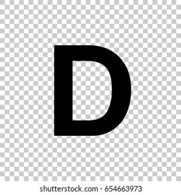 Letter D isolated on transparent background. Black symbol for your design. Vector illustration, easy to edit.