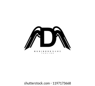 Letter D Isolated Strong Wings Shape Element Logo