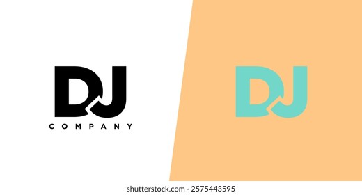 Letter D and J, DJ logo design template. Minimal monogram initial based logotype.