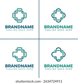 Letter D and J Medical Cross Logo Set, representing care, health, and trusted medical services