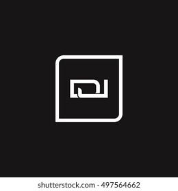 The letter D and J Monogram With Frame Square. Logo Design Template White