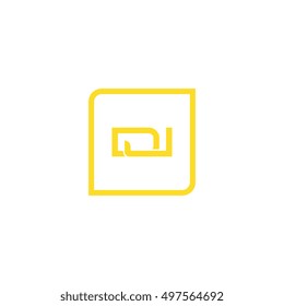 The letter D and J Monogram With Frame Square. Logo Design Template Yellow