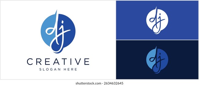 letter D J monogram logo design vector illustration