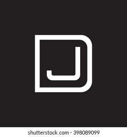 letter D and J monogram square shape logo white black background