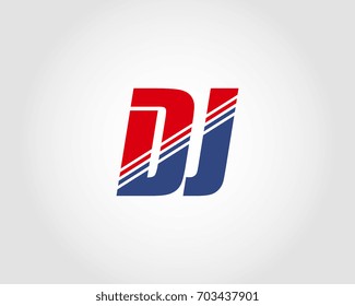 Letter D and J red and blue combination logo