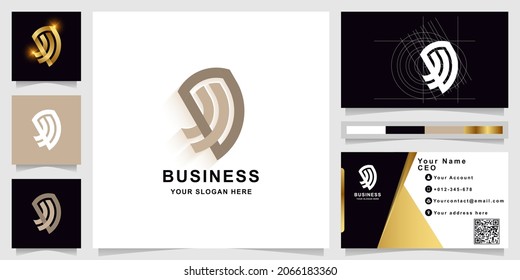Letter D or jD monogram logo template with business card design