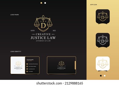 Letter D Justice Law logo, design Attorney logo 