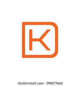 letter D and K monogram square shape logo orange