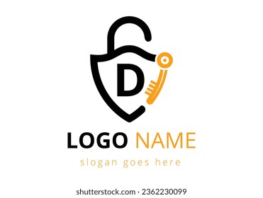Logotipo De Clave De Letra D Combinar Con Clave De Almacén De Casa. Ilustración vectorial del símbolo del logotipo