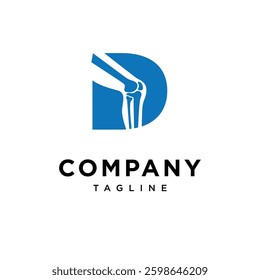 Letter D Knee Surgery Bone Logo Icon Vector