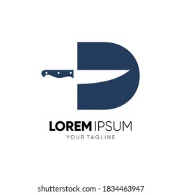 Letter D Knife Logo Design Vector