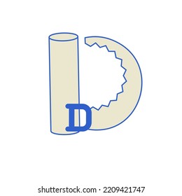 Letter d of the Latin alphabet stylized for repair. Suitable for logo isolated on white background. Flat Art Vector Illustration