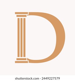 Letter D Law Logo Konzept mit Säulensymbol