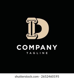 Letter D Law Pillar Logo Icon Vector