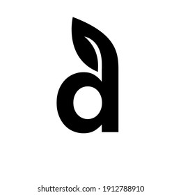 letter D leaf capital black vector logo illustration design isolated background
