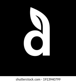 letter D leaf capital black vector logo illustration design isolated background