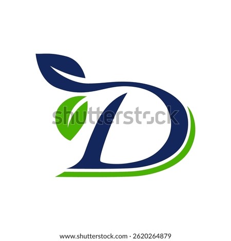 letter D leaf capital vector logo illustration design isolated background