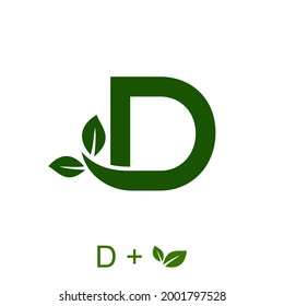 Letter D with a leaf concept. Very suitable in various natural business purposes also for icon, symbol, logo and many more.