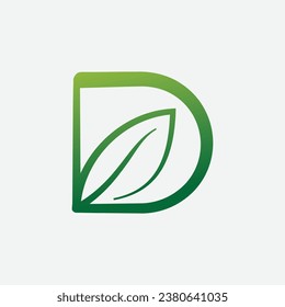 diseño del logotipo de la naturaleza ecológica verde de la letra D