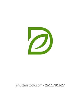 letter D leaf green logo, inspiration icon symbol 
