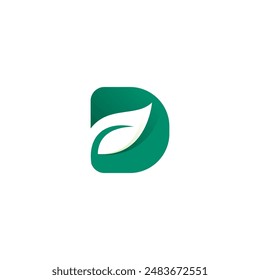 Letter D leaf green vector. D Logo Nature