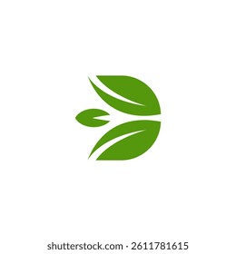 letter D leaf in a initial logo design