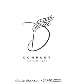 Logo de la hoja de la letra D para la belleza, la moda y los cosméticos. 