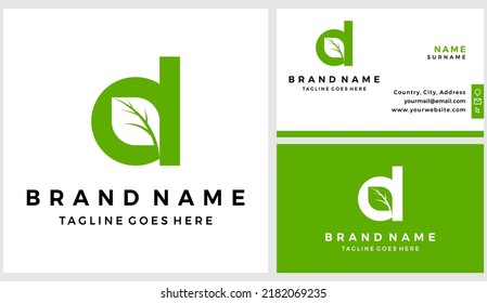 Letter D leaf logo with business card design