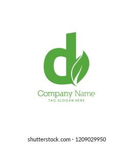 Letter D Leaf Logo Design Vector Template
