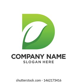 Letter D Leaf Logo Design Template Inspiration