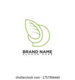 Letter D Leaf Logo Design Template