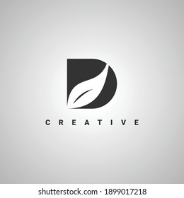letter D leaf logo design template