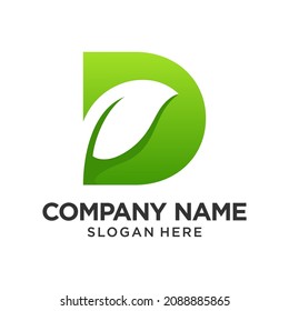 Letter D Leaf Logo Design Template Inspiration, Vector Illustration.