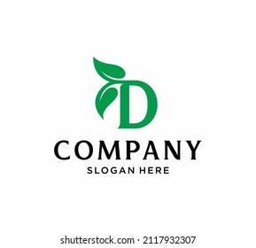 Letter D with leaf logo design
