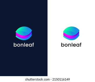 letter d with leaf logo design template